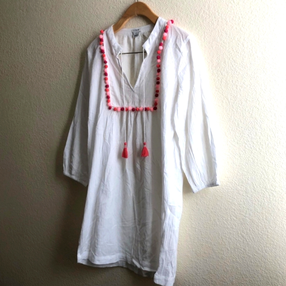 J. Crew Pom-Pom Tunic Dress - Summer Vacation Beach Breezy